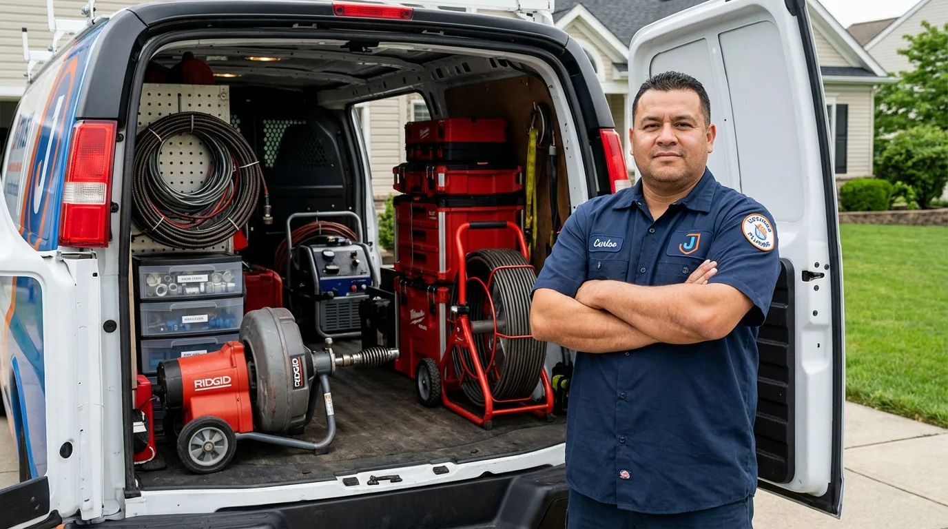 Professional drain cleaning equipment and Johns Plumbing LLC plumber in Eddyville