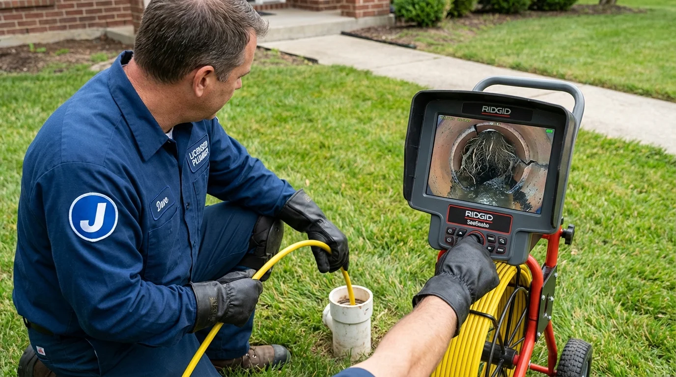 Sewer camera inspection being performed by Johns Plumbing LLC in Eddyville