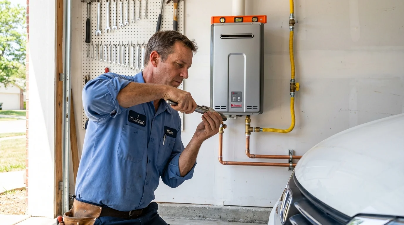 Tankless water heater installation by a Johns Plumbing LLC plumber in Eddyville